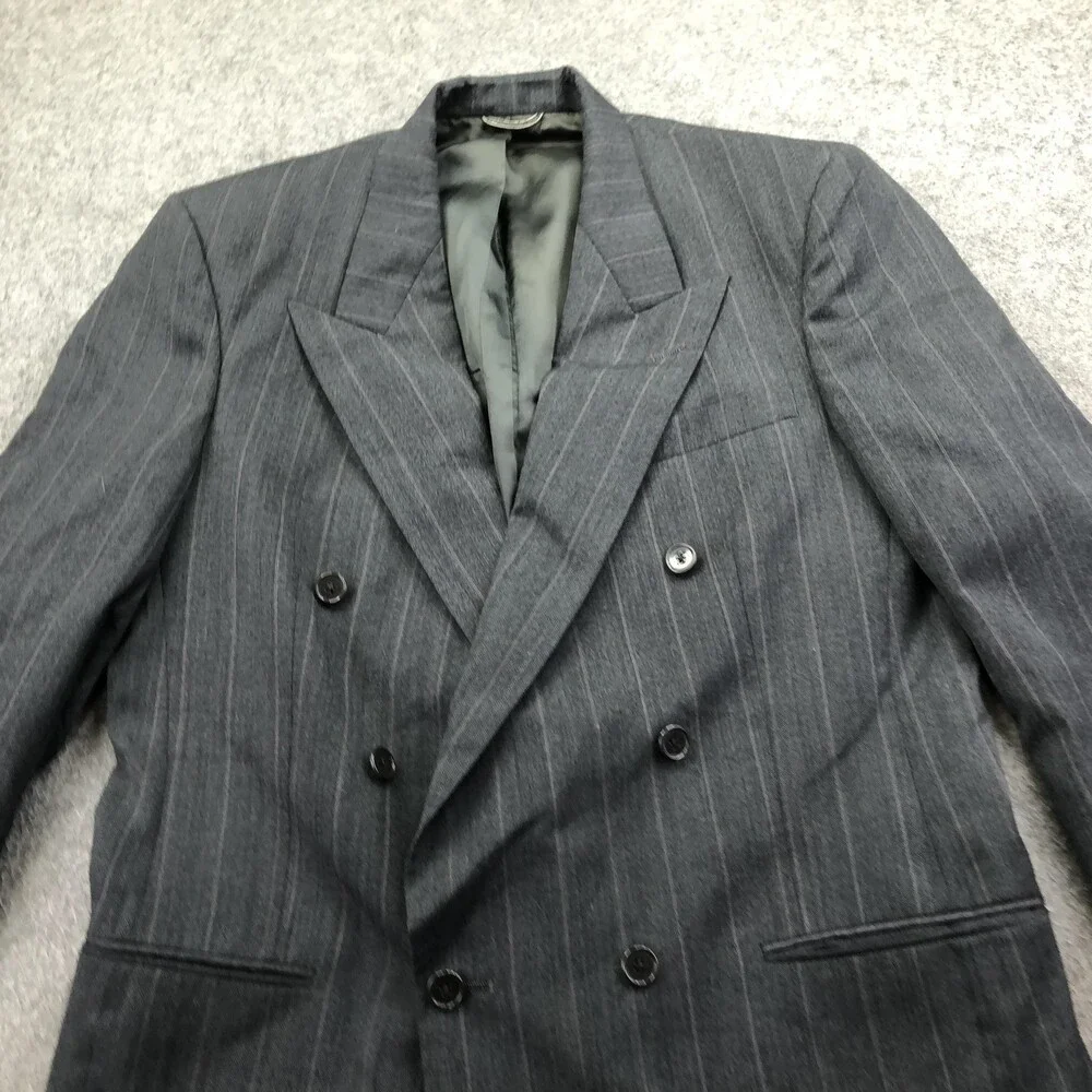 Vintage Christian Dior Monsieur Suit Jacket Mens 42L Pinstripe Double Breasted